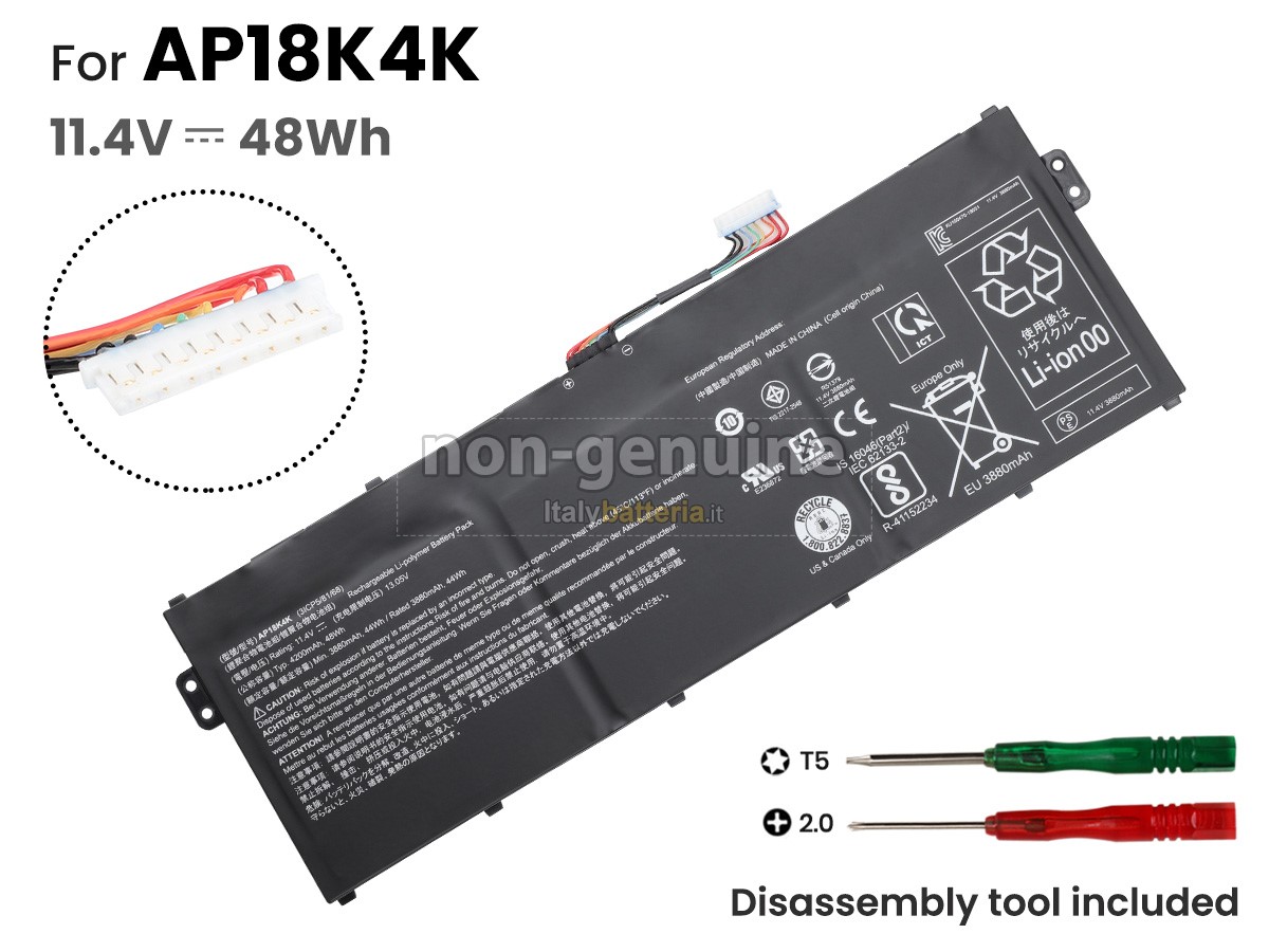 Batteria per portatile Acer Chromebook SPIN 311 R721T-28RM