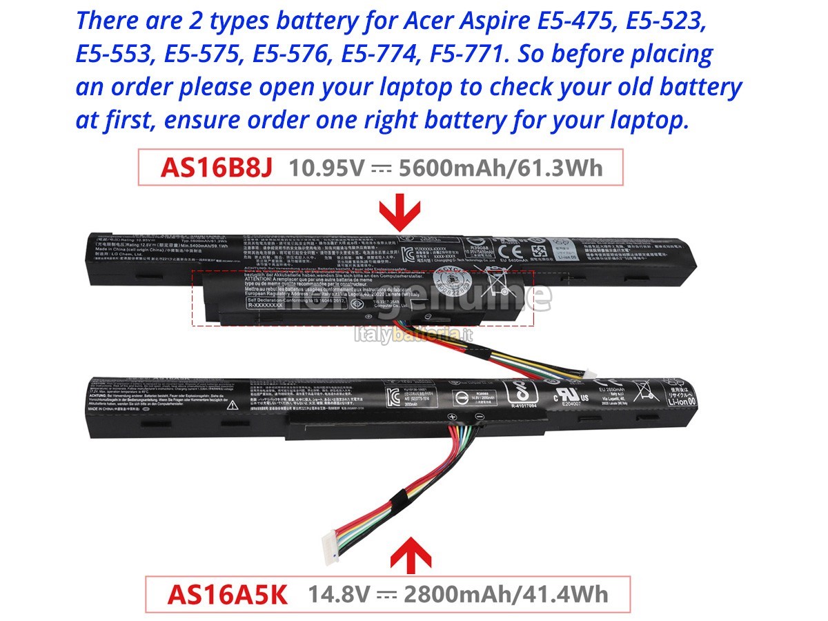 Batteria per portatile Acer Aspire E5-523