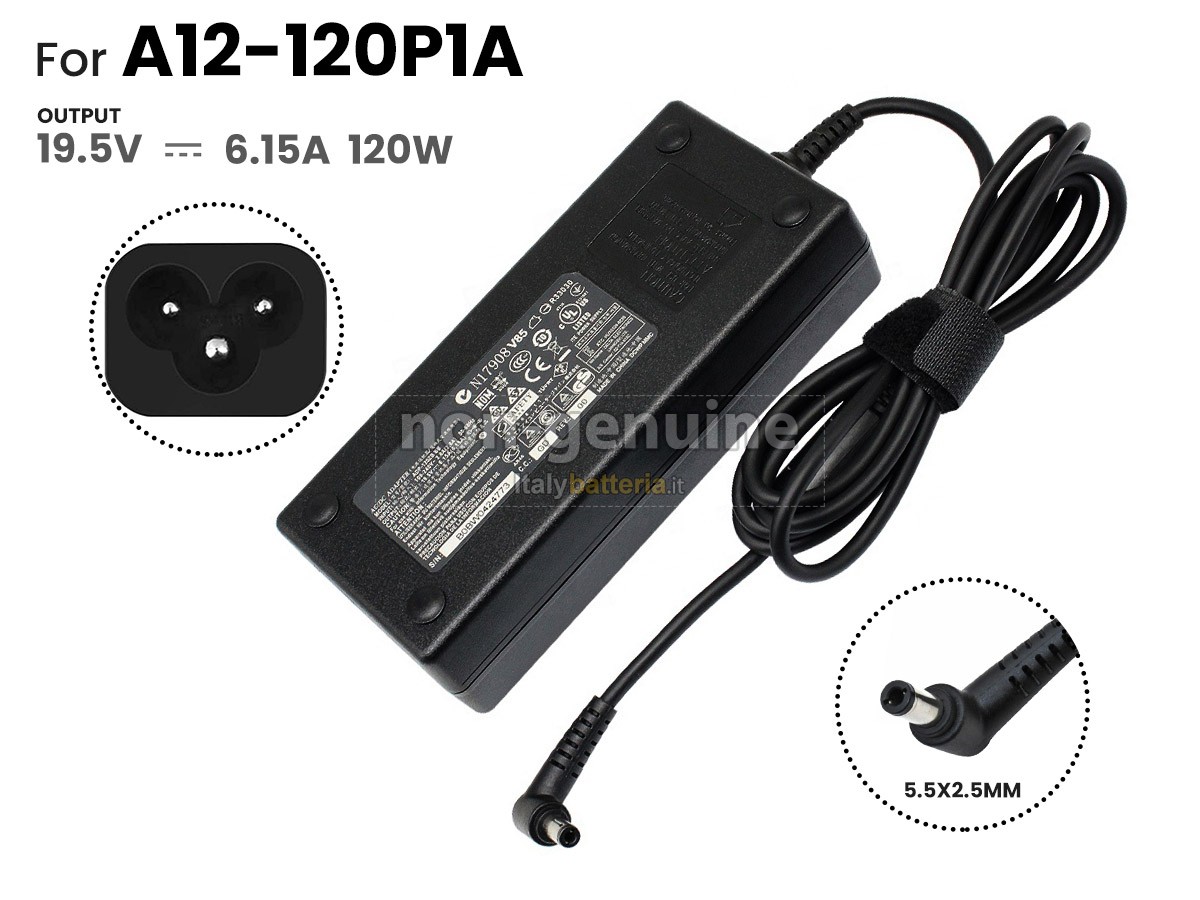 Adattatore per HP 120W 19.5V-6.15A 100-240V~2.0A 50/60HZ 5.5*2.5MM