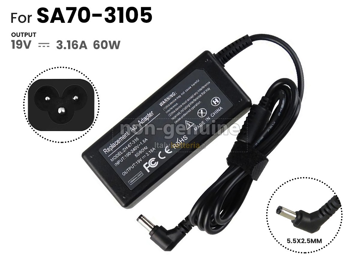 Adattatore per HP 60W 19V-3.16A 100-240V~1.6A 50/60HZ