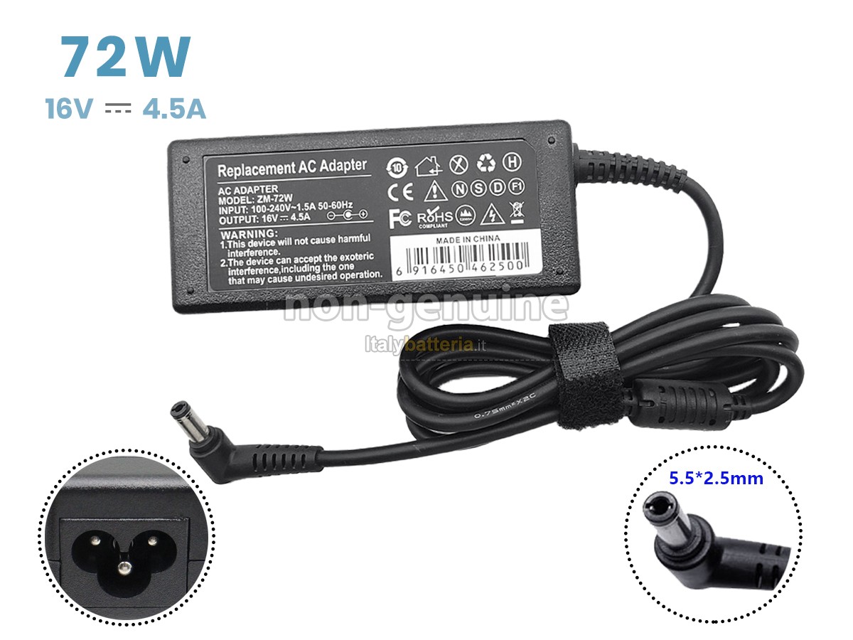 Adattatore per Lenovo 16V 4.5A 72W 5.5*2.5MM