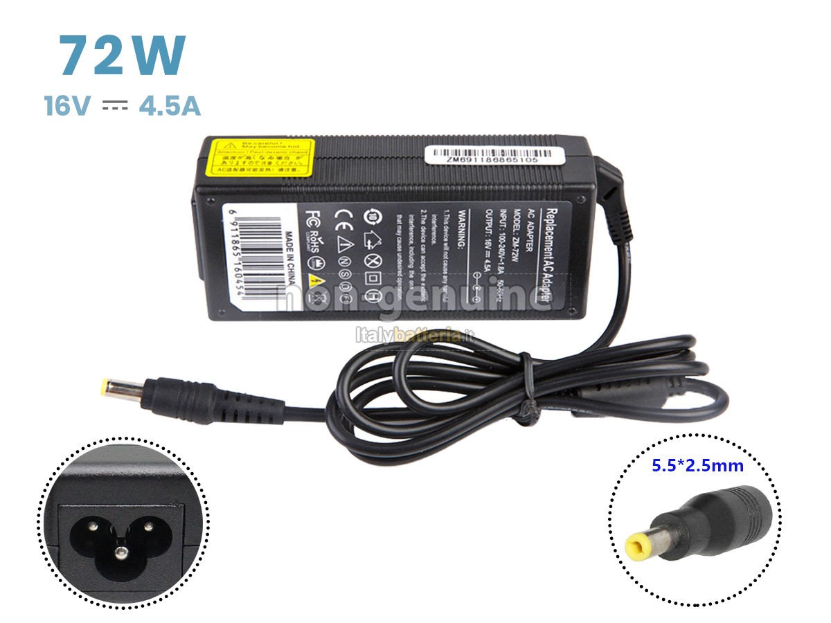 Adattatore per Lenovo 16V 4.5A 72W 5.5*2.5MM