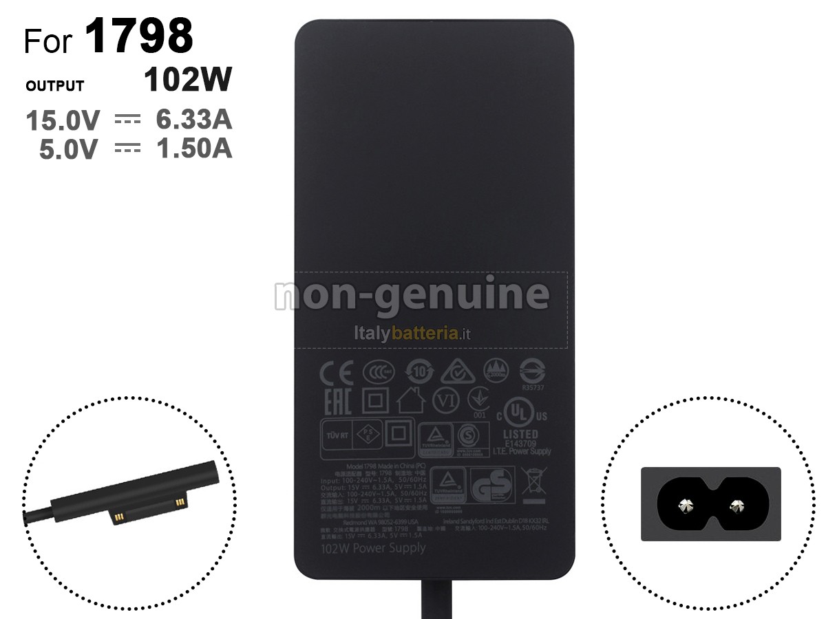 Adattatore per Microsoft 15V 6.33A 102W