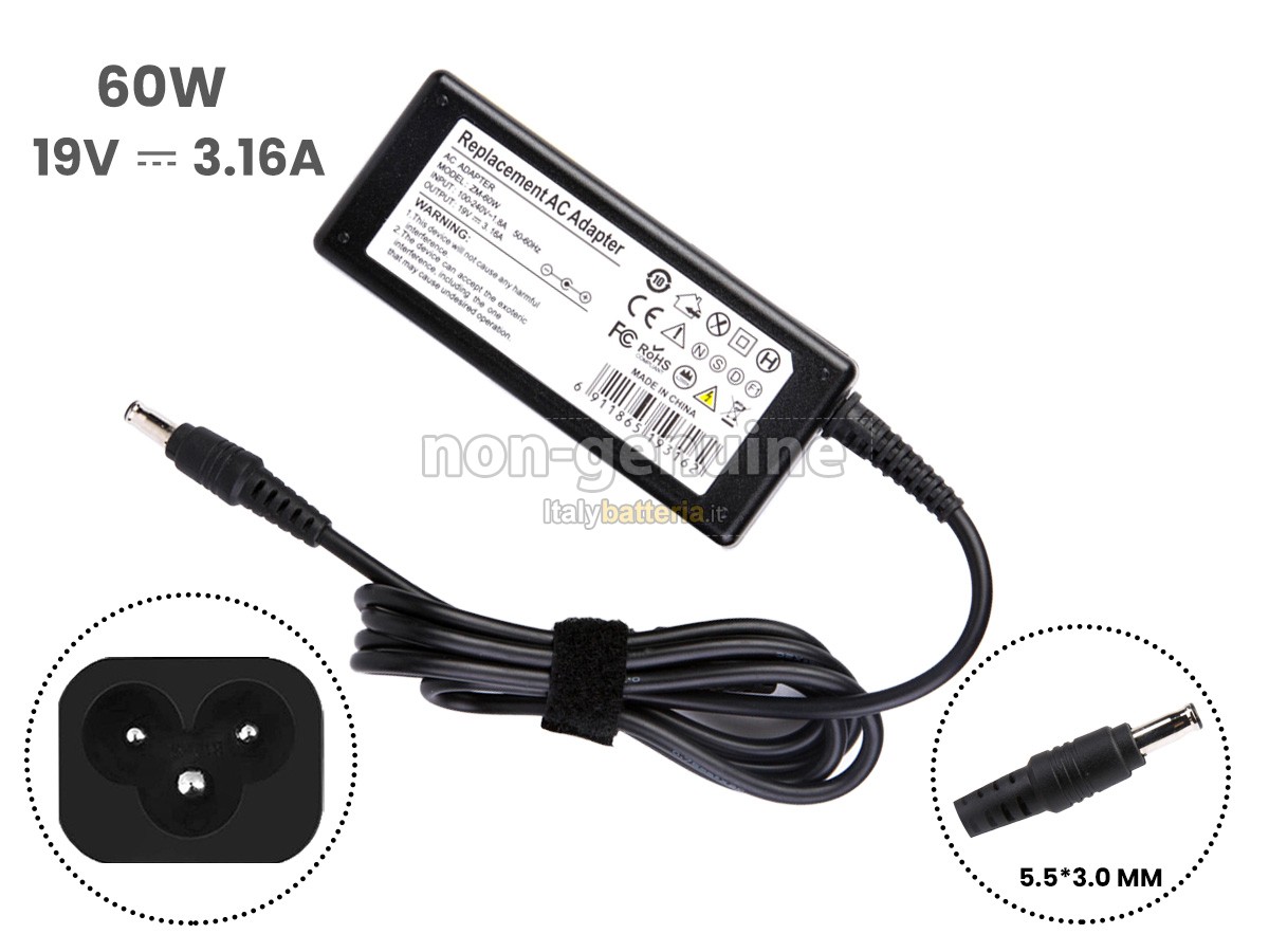 Adattatore per Samsung 19V 3.16A 60W 5.5*3.0MM
