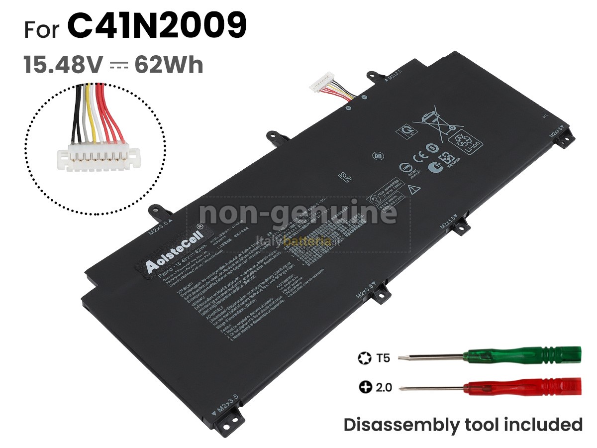 Batteria Per Asus ROG Flow X13 GV301 – 15,48 V, 3950 MAh/61Wh, Li-Polimero, Colore Nero