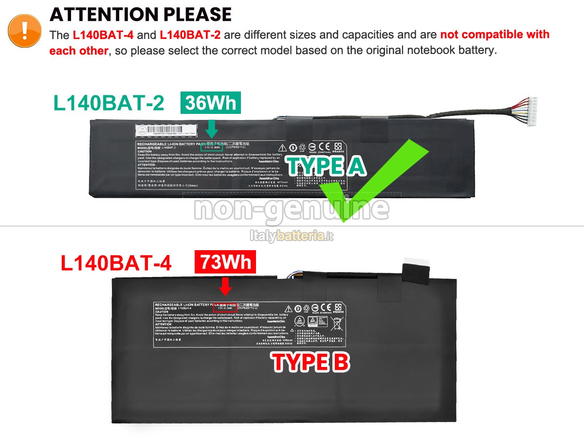 Batteria per Clevo 6-87-L140S-72B01