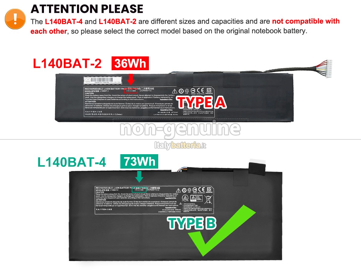Batteria per Clevo 6-87-L140S-72B01