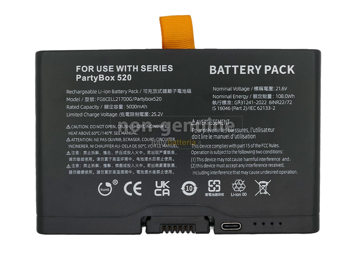 Batteria per JBL PARTYBOX 520-TYPEC