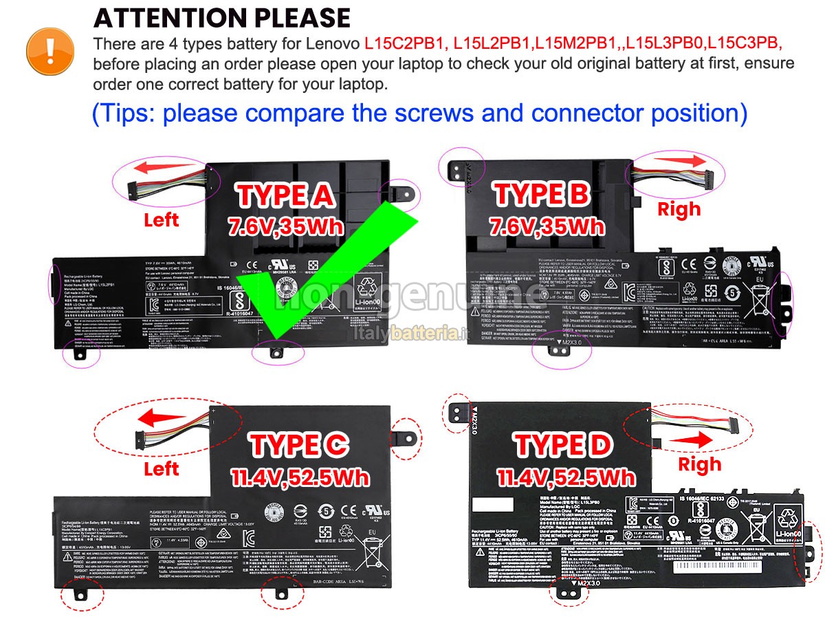 Batteria per Lenovo L15C2PB1