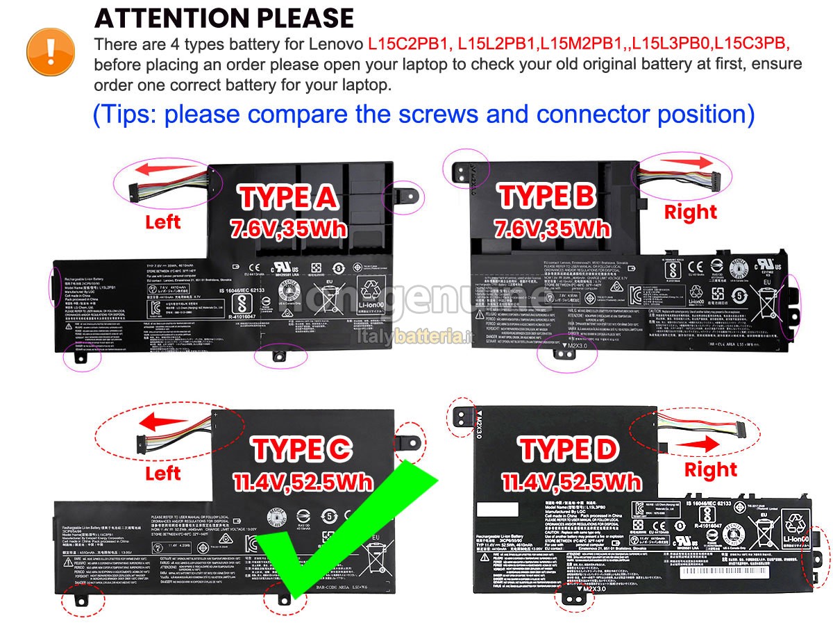 Batteria per Lenovo L15C2PB1