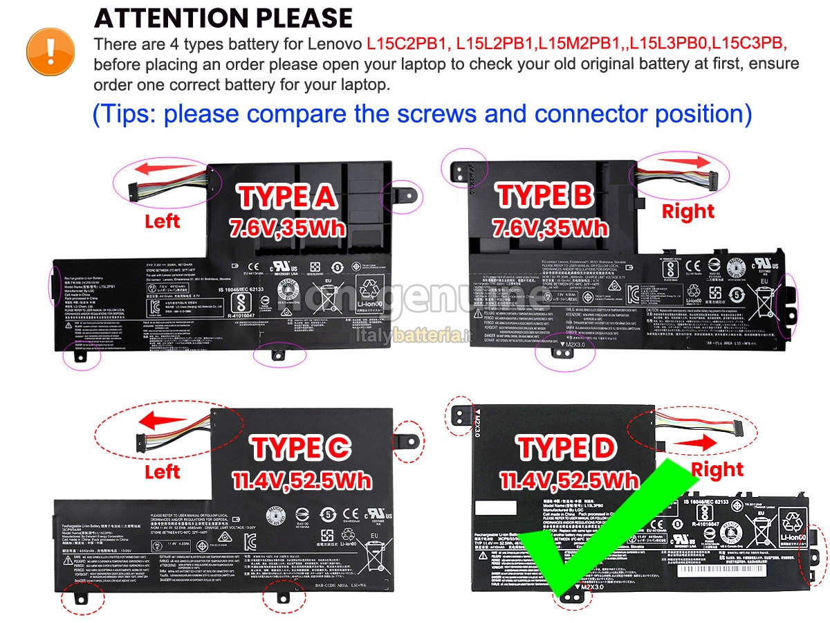 Batteria per Lenovo L15C2PB1