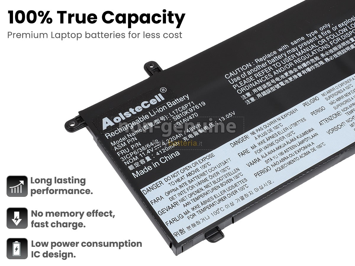 Batteria per portatile Lenovo L17M6P71(3ICP6/38/64-2)