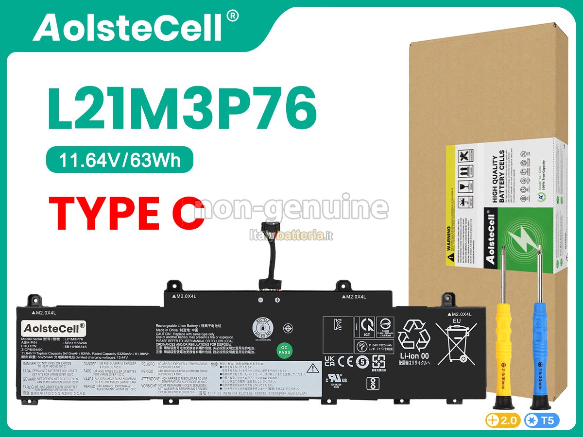 Batteria Compatibile Per Lenovo ThinkPad W540 - 5200mAh, 11.1V, Li-Ion, 49Wh