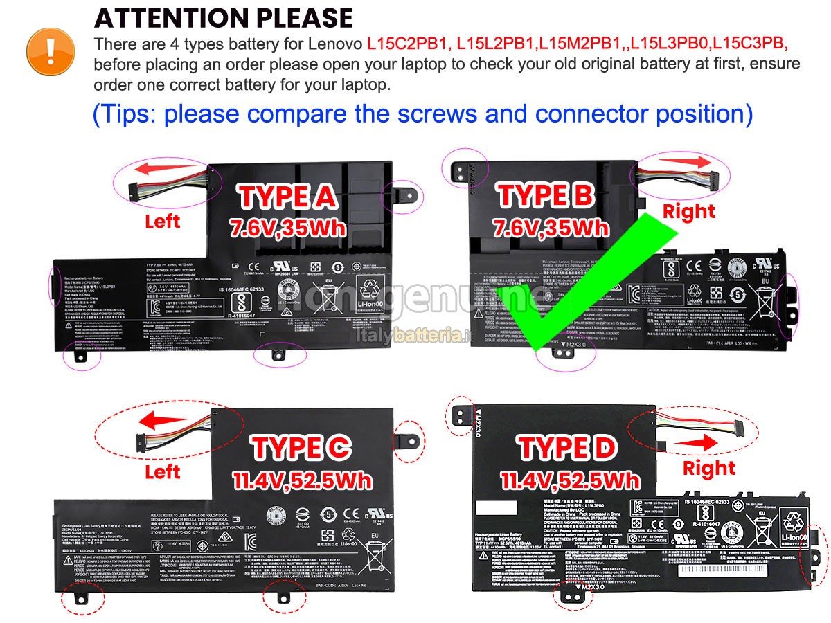 Batteria per Lenovo L15C2PB1