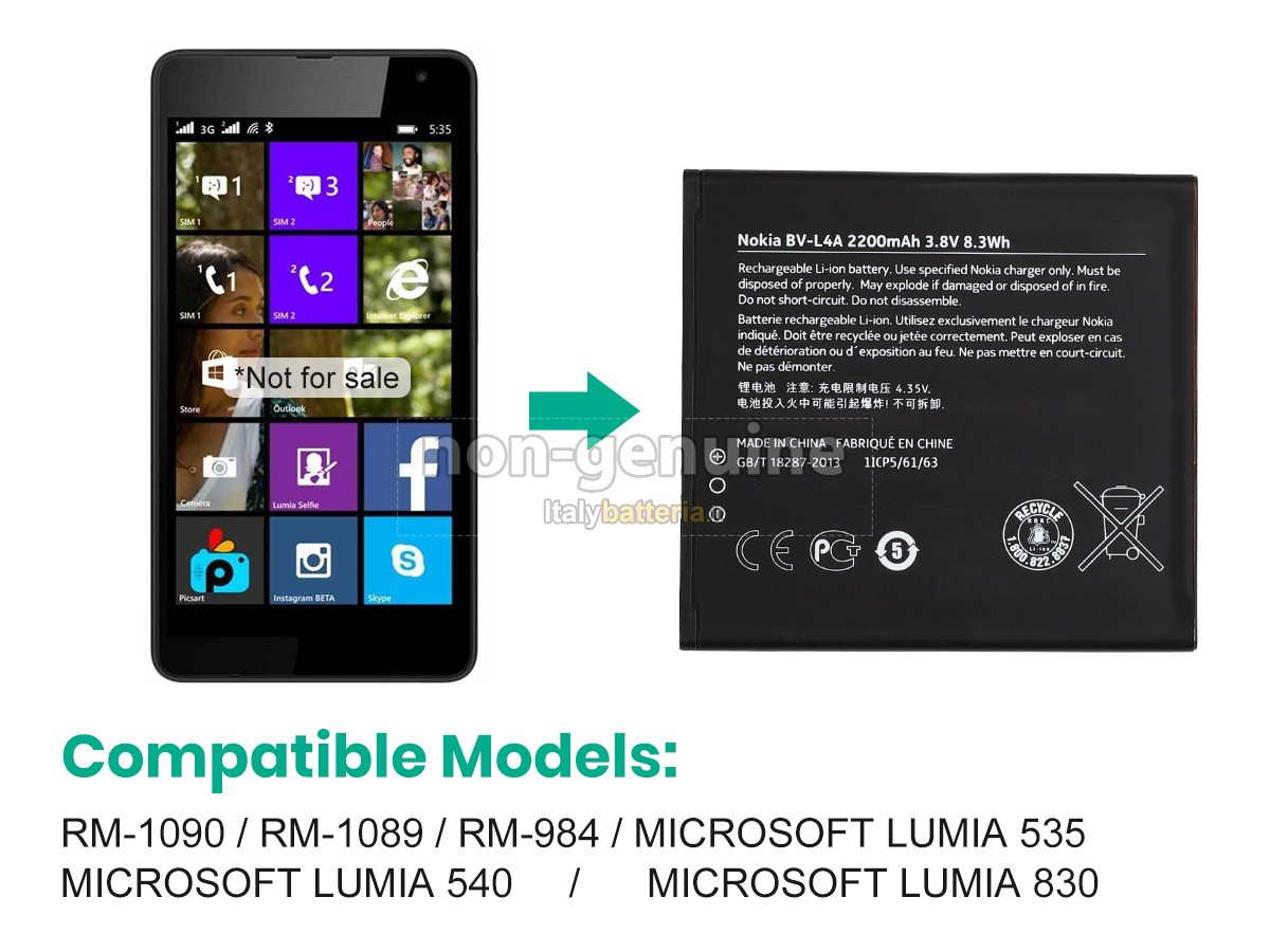 Batteria per Nokia RM-1090