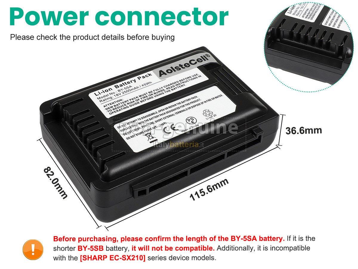 Batteria per Sharp EC-AR2SX